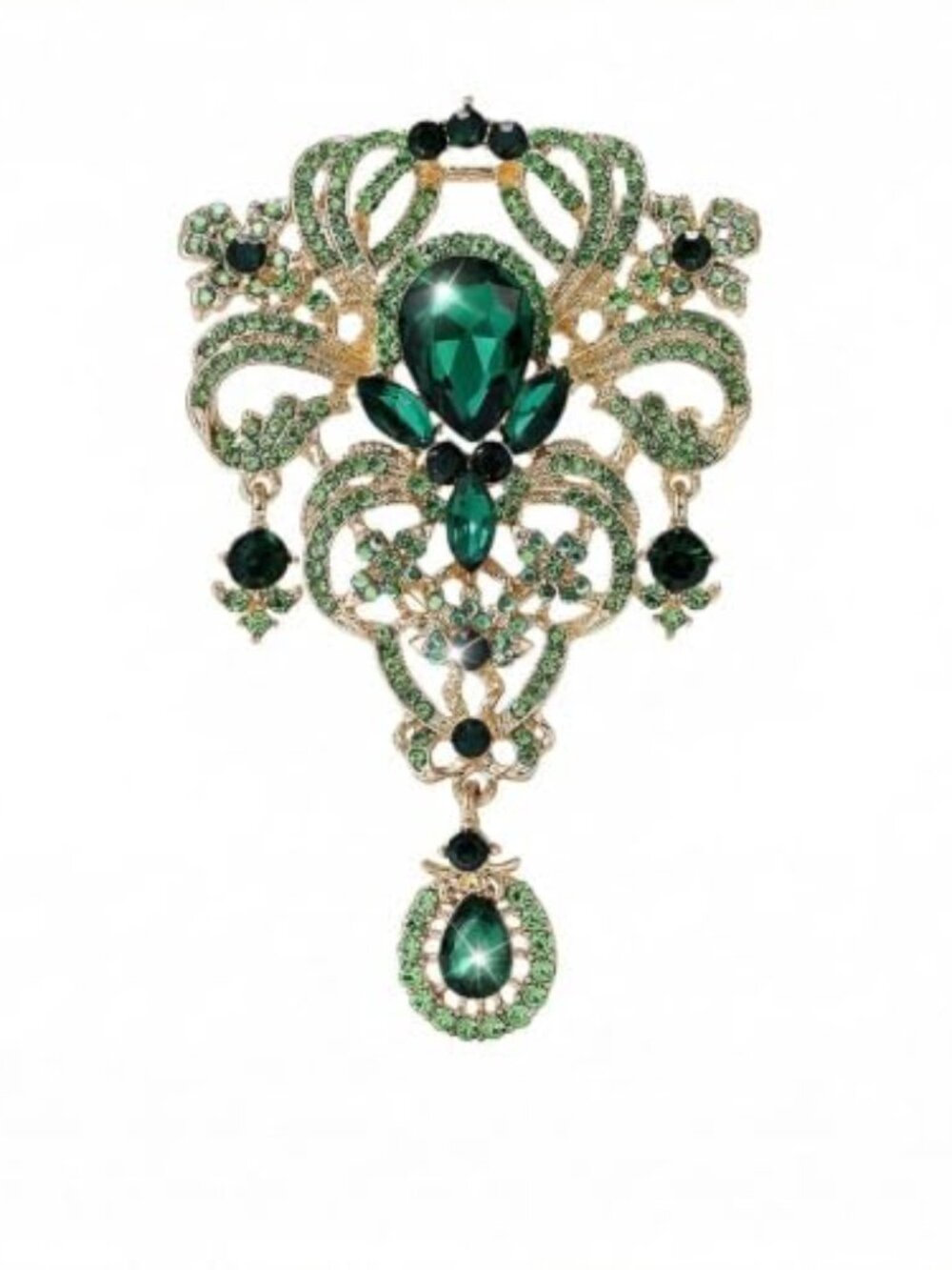 Retro Austrian Crystal Big Brooch Pin, Large Faux Crystal Brooch for Sweater